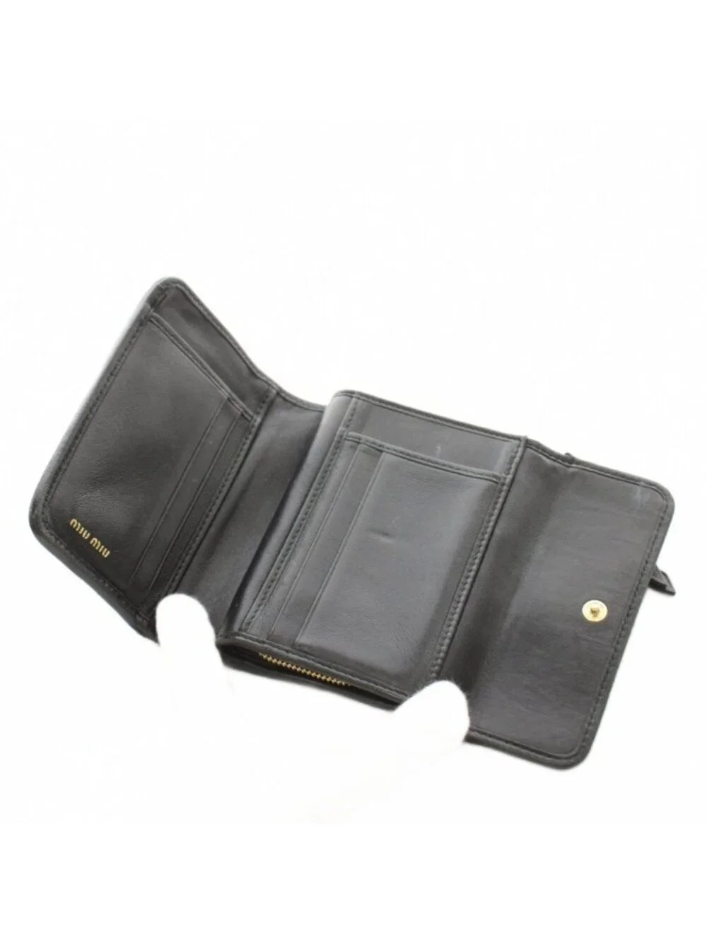 Miu Miu Miu Matelasse Wallet Bifold Coin Purse Leather Black an